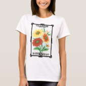  zeepakketlabel kunst, kalliopsis bloemen t-shirt (Voorkant)