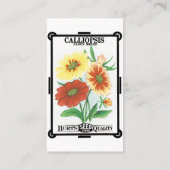 zeepakketlabel kunst, kalliopsis bloemen visitekaartje (Achterkant)