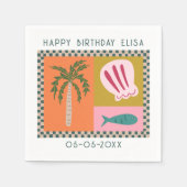 Zeepartij Verjaardag Modern Meisje Aangepast Servet (Voorkant)