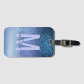 Zeepastel Blue Triple Glitter Ombre Gradient Bagagelabel (Voorkant (horizontaal))