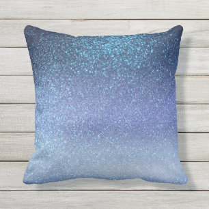 Zeepastel Blue Triple Glitter Ombre Gradient Buitenkussen