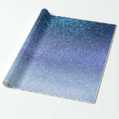 Zeepastel Blue Triple Glitter Ombre Gradient Cadeaupapier (Uitgerold)
