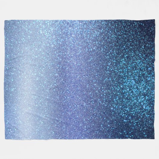 Zeepastel Blue Triple Glitter Ombre Gradient Fleece Deken (Voorkant (Horizontaal))
