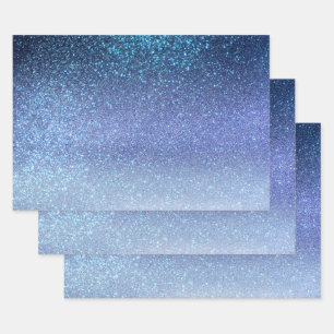 Zeepastel Blue Triple Glitter Ombre Gradient Inpakpapier Vel