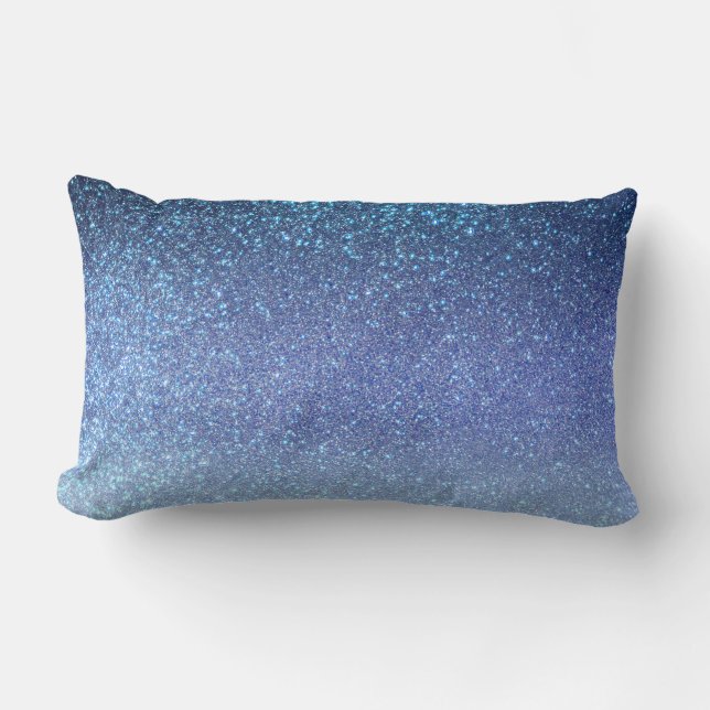 Zeepastel Blue Triple Glitter Ombre Gradient Kussen (Voorkant)