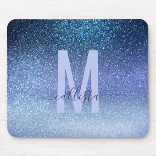 Zeepastel Blue Triple Glitter Ombre Gradient Muismat (Voorkant)