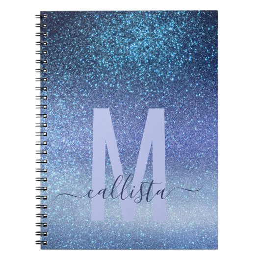 Zeepastel Blue Triple Glitter Ombre Gradient Notitieboek (Voorkant)