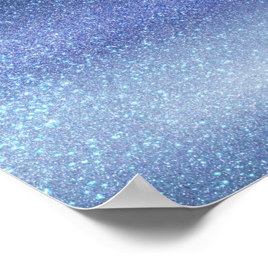 Zeepastel Blue Triple Glitter Ombre Gradient Poster (Hoek)