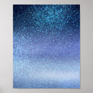 Zeepastel Blue Triple Glitter Ombre Gradient Poster