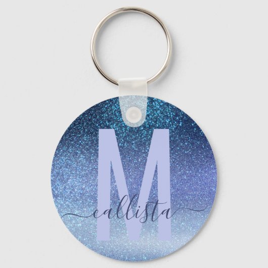 Zeepastel Blue Triple Glitter Ombre Gradient Sleutelhanger (Voorkant)