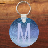 Zeepastel Blue Triple Glitter Ombre Gradient Sleutelhanger (Voorkant)