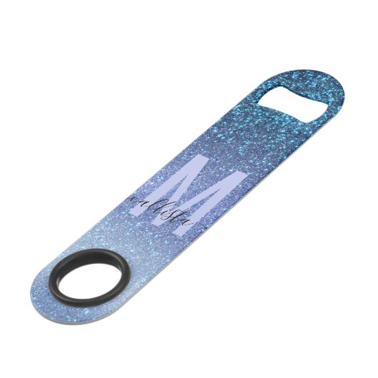 Zeepastel Blue Triple Glitter Ombre Gradient Speed Flessenopener (Voorkant Gekanteld)