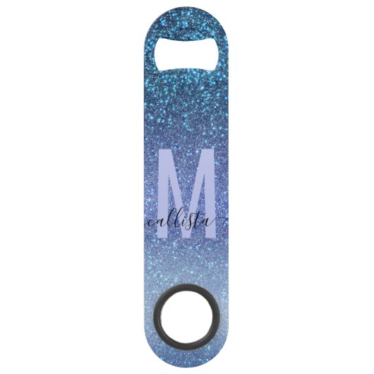 Zeepastel Blue Triple Glitter Ombre Gradient Speed Flessenopener (Voorkant)