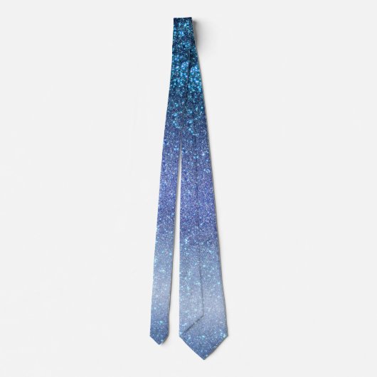 Zeepastel Blue Triple Glitter Ombre Gradient Stropdas (Achterkant)