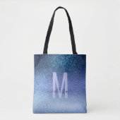 Zeepastel Blue Triple Glitter Ombre Gradient Tote Bag (Voorkant)