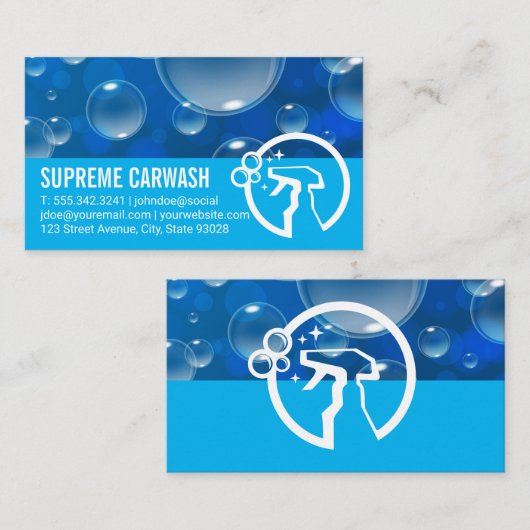 Zeepbellen | Logo spuitfles Visitekaartje (Voorkant / Achterkant)