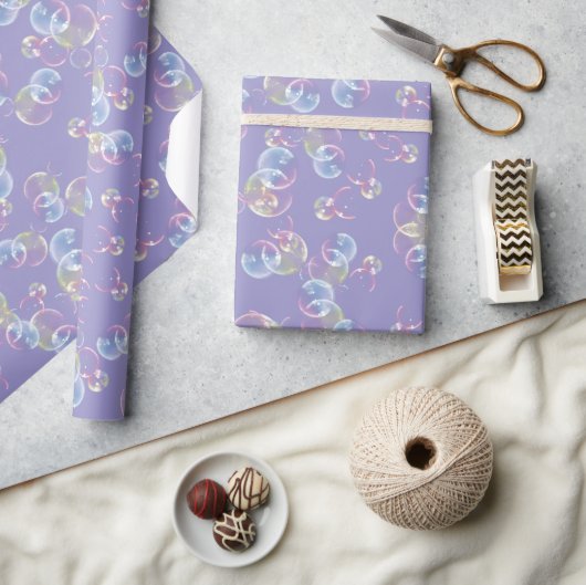 zeepbellen op Paars Cadeaupapier (Crafts)