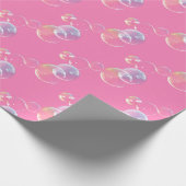 zeepbellen op roze cadeaupapier (Hoek)