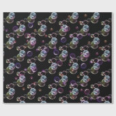 zeepbellen op zwart cadeaupapier (Vlak)