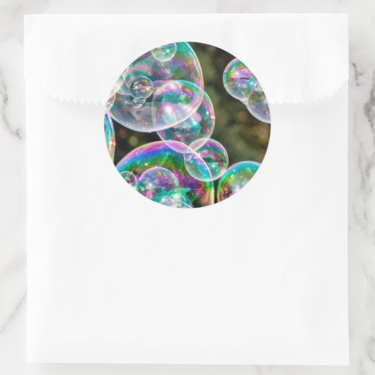 Zeepbellen Ronde Sticker (Tas)