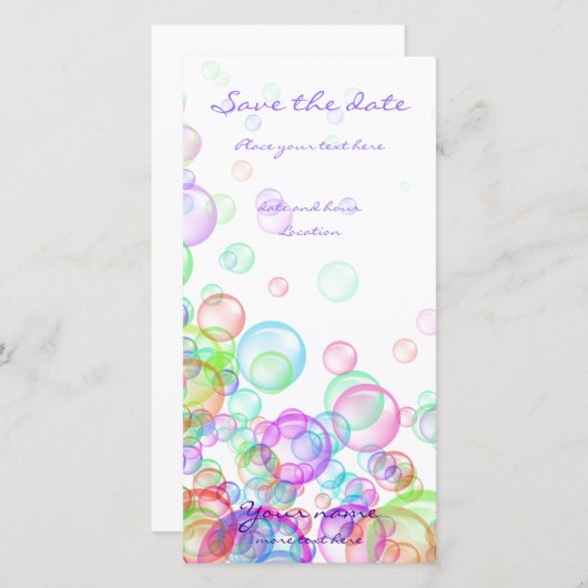 Zeepbellen Save The Date (Voorkant / Achterkant)