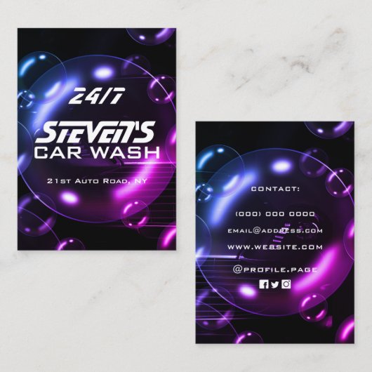 Zeepbellen visitekaartje om auto te wassen (Voorkant / Achterkant)