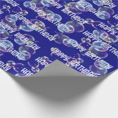 zeepbelletjes op blauw cadeaupapier (Hoek)