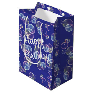 zeepbelletjes op blauw medium cadeauzakje
