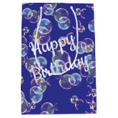 zeepbelletjes op blauw medium cadeauzakje (Voorkant)