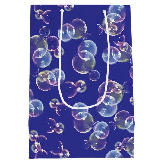 zeepbelletjes op blauw medium cadeauzakje (Achterkant)