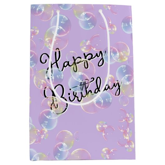 zeepbelletjes op Paars Medium Cadeauzakje (Voorkant)