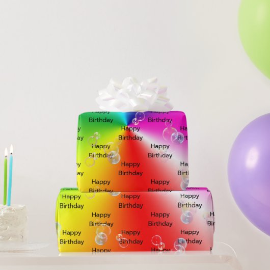 zeepbelletjes op regenboogspectrum cadeaupapier (Feestgeschenken)