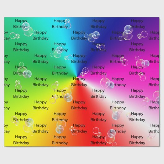 zeepbelletjes op regenboogspectrum cadeaupapier (Vlak)