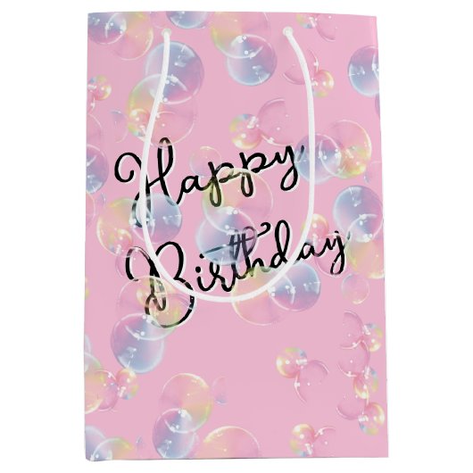 zeepbelletjes op roze medium cadeauzakje (Voorkant)