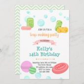 Zeepbom maakt uitnodiging voor verjaardag (Voorkant / Achterkant)