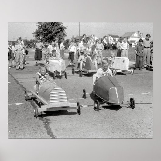 Zeepdoosderby, 1940. Oude foto Poster (Voorkant)