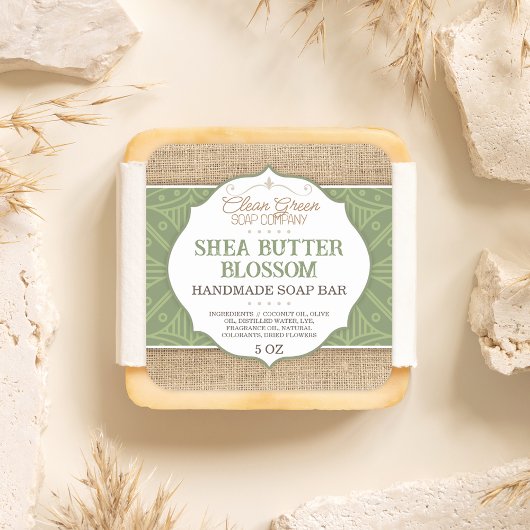 zeepetiket | Green | jute | Huidverzorging Sticker