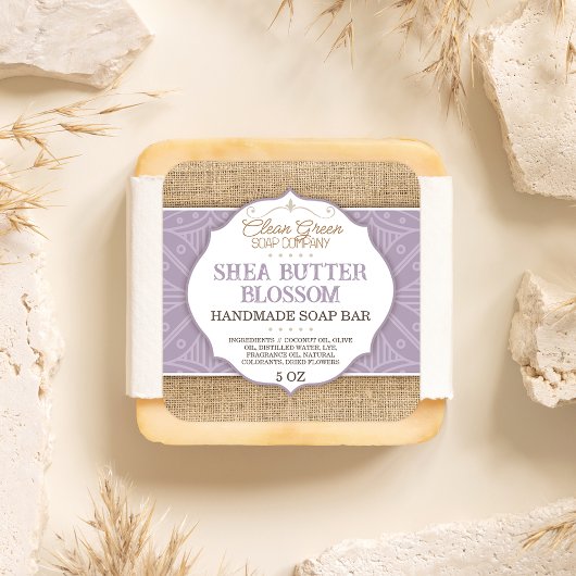 zeepetiket | Paars | jute | Huidverzorging Sticker