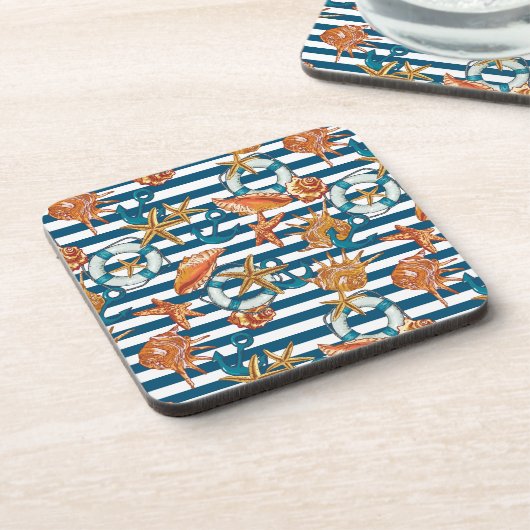 Zeeplanken en ankerpatroon bier onderzetter (Linkerzijde)