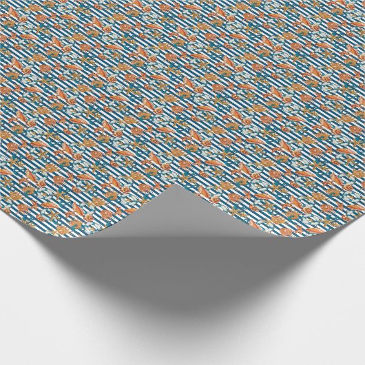 Zeeplanken en ankerpatroon cadeaupapier (Hoek)