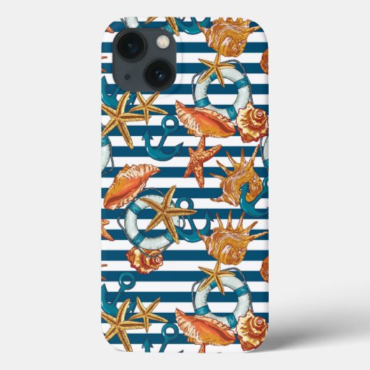 Zeeplanken en ankerpatroon Case-Mate iPhone case (Achterkant)