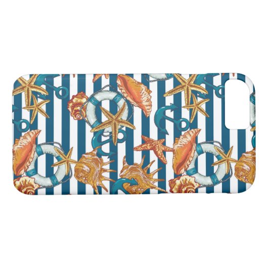 Zeeplanken en ankerpatroon Case-Mate iPhone case (Achterkant (Horizontaal))