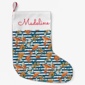 Zeeplanken en ankerpatroon | Jouw namen toevoegen Kleine Kerstsok (Voorkant)