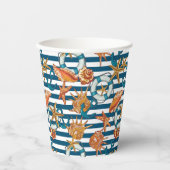 Zeeplanken en ankerpatroon papieren bekers (Voorkant)