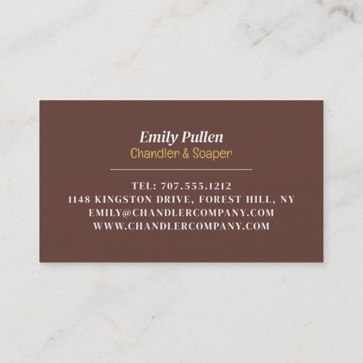 Zeepmakerij, kaarsen en zeepmaker visitekaartje (Achterkant)