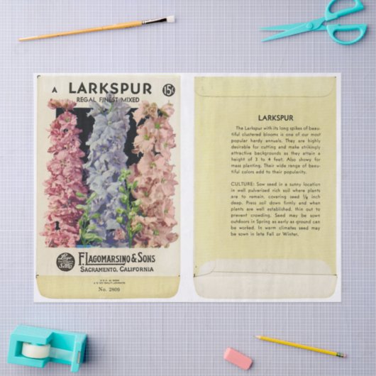 zeeppak Larkspur en instructies Tissuepapier (Craft)