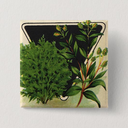  zeeppaket Kunst Sweet Marjoram Herbs Vierkante Button 5,1 Cm (Voorkant)