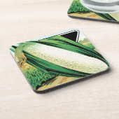 zeeppaket met label kunst, zoete witte corn bier onderzetter (Linkerzijde)