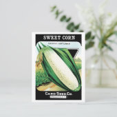  zeeppaket met label kunst, zoete witte corn briefkaart (Staand voorkant)