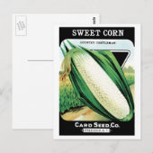  zeeppaket met label kunst, zoete witte corn briefkaart (Voorkant / Achterkant)